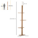 PawHut 260cm Floor To Ceiling Cat Tree Kitten Tower w/ Adjustable Height - Brown