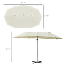 Outsunny Double Canopy Offset Parasol Umbrella Garden Shade Steel Canopy Beige