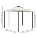 Outsunny 3.4m Steel Gazebo Pavillion for Outdoor w/ Curtains and 2 Tier Roof