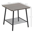 HOMCOM Sofa Side Table, End Table with 2-Tier Storage Shelf and Metal Frame