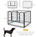 Pawhut Pet Playpen Dog Kennel w/Door Latches Metal In/Outdoor Use 82Lx82Wx60Hcm