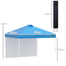Outsunny 3x3(M) Pop Up Gazebo Canopy Tent w/ 1 Sidewall Carrying Bag Blue