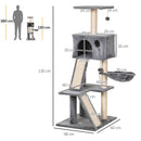 PawHut Cat Activity Tree with Condo Sisal-Covered Scratching Posts for Climbing