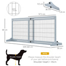 PawHut Adjustable Wooden Pet Gate Freestanding Dog Barrier for Doorway, Grey