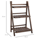 Outsunny 3-Tier Wooden  Shelf Foldable Flower Pots Holder Stand Indoor Outdoor