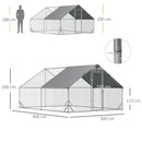 PawHut Walk In Chicken Run Large Galvanized Chicken Coop w/ Cover 3 x 4 x 2m