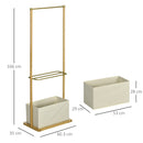 HOMCOM Clothes Rail Bamboo Coat Stand Garment Rack W/ Shelves Fabric Box Natural