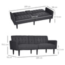 HOMCOM Upholstered Sofa bed 3 Seater Home Theater with Storage Grey