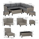 Outsunny 8 PCS Outdoor PE Rattan Wicker Conservatory Sofa Set, Patio Furniture