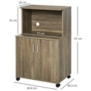HOMCOM Kitchen Storage Unit Microwave Cart Trolley w/ Cabinet Wheels Shelf Grey