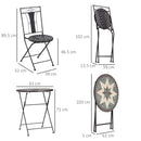 Outsunny 3-Piece Patio Bistro Set w/ Mosaic Round Table and 2 Armless Chairs