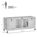 PawHut Rabbit Hutch Mobile Separable Guinea Pig Cage w/ Wheels, Slide-Out Tray