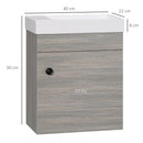 kleankin Bathroom Vanity Unit with Basin, Wall Mounted Wash Stand, Grey