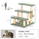 PawHut Dog Steps for Bed 3 Step Pet Stairs Cat Tree Tower w/ Jute Toy Ball Green