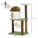 PawHut Cat Tower w/ Cat House, Sisal Scratching Post, Hammock