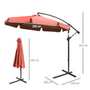 Outsunny 2.7m Garden Cantilever Banana Parasol Sun Shade w/ Crank, Wine Red