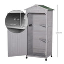 Outsunny 74x55x155cm Garden Storage Shed Cabinet 2 Shelves Hooks Lock Grey