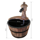 Outsunny Garden Barrel Water Fountain Patio Wood Electric Water Feature w/ Pump