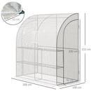 Outsunny Walk-In Lean to Wall Greenhouse w/Window&Door 200Lx 100W x 215Hcm White