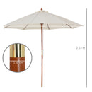 Outsunny 2.5m Wooden Garden Parasol Outdoor Umbrella Canopy w/ Vent Off-White