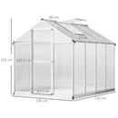 Outsunny 8x6ft Aluminium Greenhouse with/ Door Window Galvanized Base PC Panel
