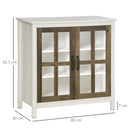 HOMCOM Kitchen Sideboard, Glass Door Storage Cabinet for Dining Room White