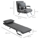 HOMCOM Sofa Bed Foldable Portable Armchair Sleeper Lounge with Pillow Dark Grey