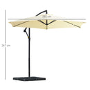 Outsunny 3(m) Banana Parasol Cantilever Umbrella Garden w/ Base Weights, Beige