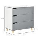 HOMCOM Chest of Drawers, 3 Drawer Unit Storage Organiser for Bedroom, Grey