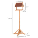 PawHut Wooden Bird Feeder w/ Cross-shaped Support Feet Weather Resistant Roof