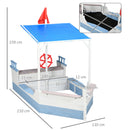 Outsunny Kids Wooden Sand Pit w/ UV Protections, Canopy, for Ages 3-8 Years