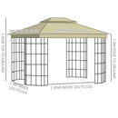Outsunny 3.7 x 3(m) Patio Gazebo Garden Shelter w/ Mosquito Netting, Beige