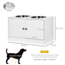 PawHut Raised Dog Bowls for Large Dogs Feeding Station w/ Stand, Storage - White