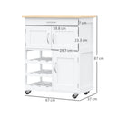 HOMCOM Rolling Kitchen Island Trolley Storage Cart with Rubberwood Top Wine Rack