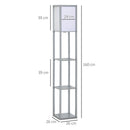 HOMCOM Floor Lamp Reading Lamp with 3-Tier Storage Shelf for Home Office Grey