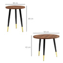 HOMCOM 2 Pieces Round Nesting Coffee Tables with Steel Frame Walnut brown