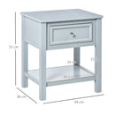 HOMCOM Boxy Accent Bedside End Table Nightstand Drawer Shelf Home Furniture Grey