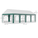 Outsunny 8 x 4m Marquee Gazebo, Party Tent with Sides and Double Doors