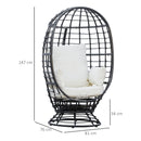 Outsunny Swivel Egg Chair Rattan Outdoor Chair with Cushion for Patio Black