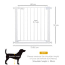 Pawhut Pet Safety Gate Door Barrier Dog Metal Indoor Fence White 75-82cm