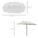 Outsunny 4.4m Double-Sided Sun Umbrella Patio Parasol Solar Lights Cream White