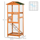 PawHut Wooden Bird Cage Outdoor Aviary for Finches w/ Removable Tray - Orange
