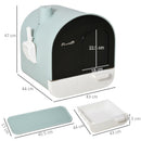 PawHut Cat Litter Box Kitten Litter Tray w/ Lid, Scoop, Filter, Flap Door