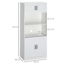 HOMCOM Kitchen Storage Cabinet, Cupborad with 5-tier Shelving 4 Doors, White