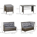 Outsunny 6 PCs Patio wicker Sofa Set Rattan Chair Furniture w/ Glass & Cushioned