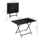 Outsunny Folding Rectangular Garden Dining Table for 6 with Parasol Hole