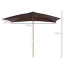 Outsunny Wooden Garden Parasol Sun Shade Patio Umbrella Canopy Dark Coffee
