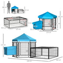 PawHut Steel Chicken Coop, Hexagonal Hen House w/ Water-Resistant Canopy - Blue