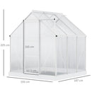Outsunny 6x6ft Walk-In Greenhouse Polycarb. Panels Aluminium Frame Sliding Door