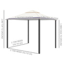 Outsunny 10' x 12'/3(m)x3(m) Steel Fabric  Patio Gazebo Vented Roof w/Mesh Sidewall